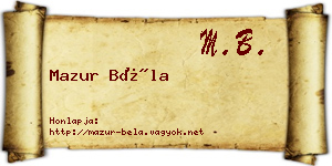 Mazur Béla névjegykártya